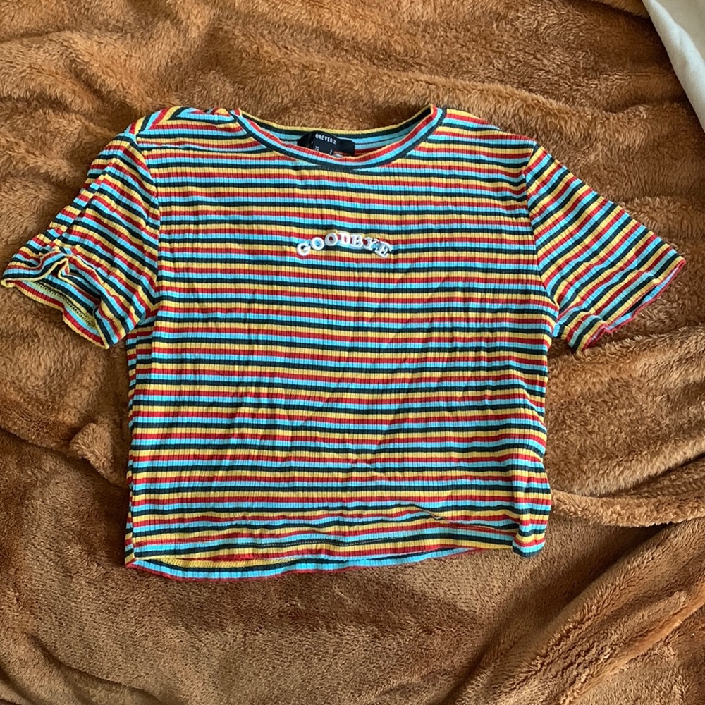 “GOODBYE” cropped shirt, tight fit